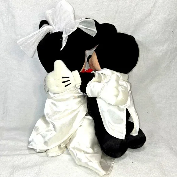 Disney 2003 Vintage Mickey Mouse Minnie Mouse Groom Bridal Wedding Plush Gift - Picture 6 of 10